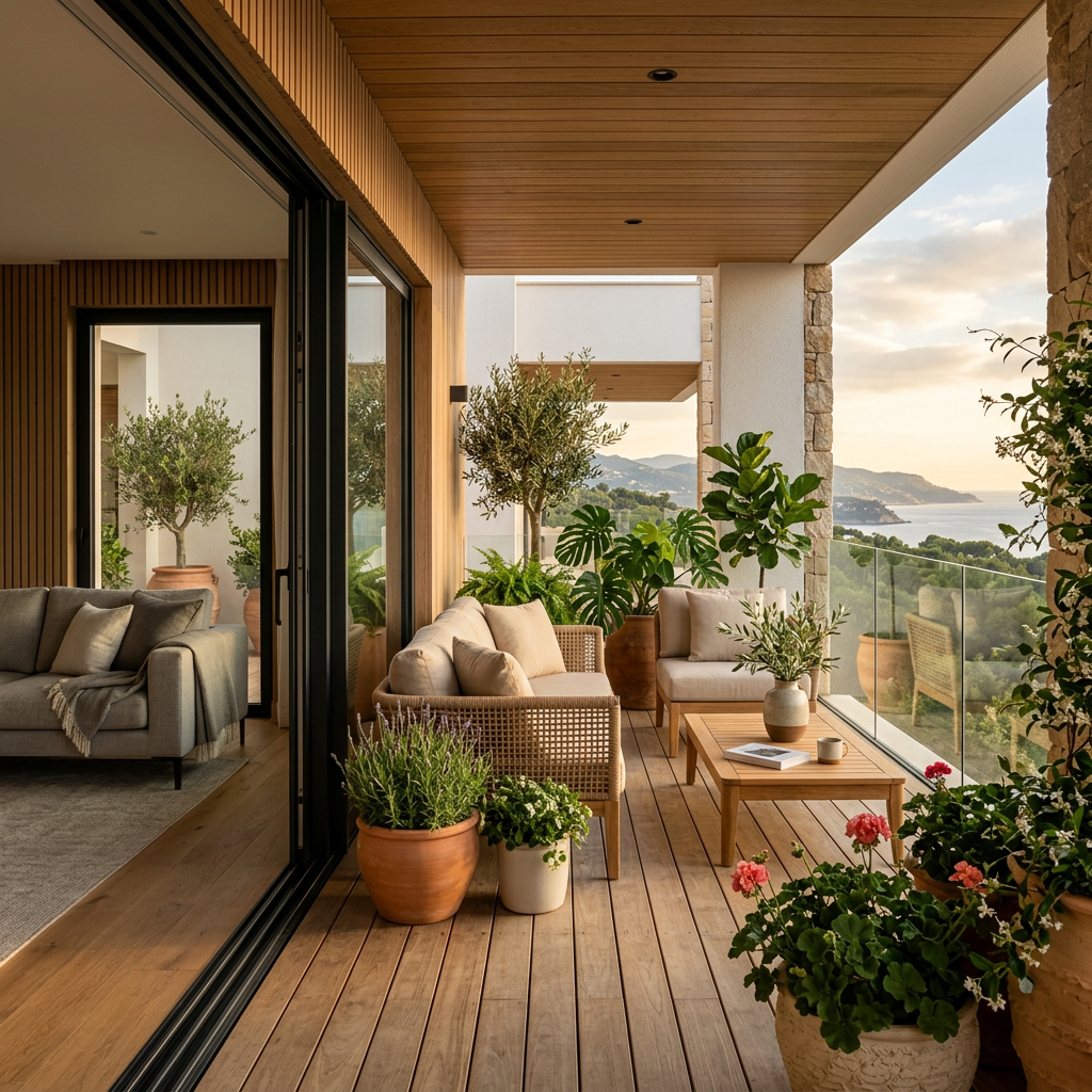 Visão externa de habitação híbrida com paisagismo integrado à arquitetura.