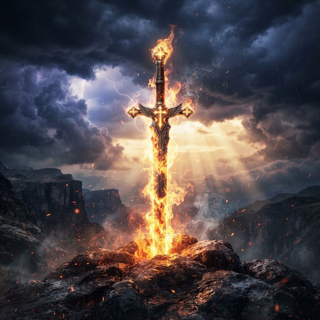 Flaming sword