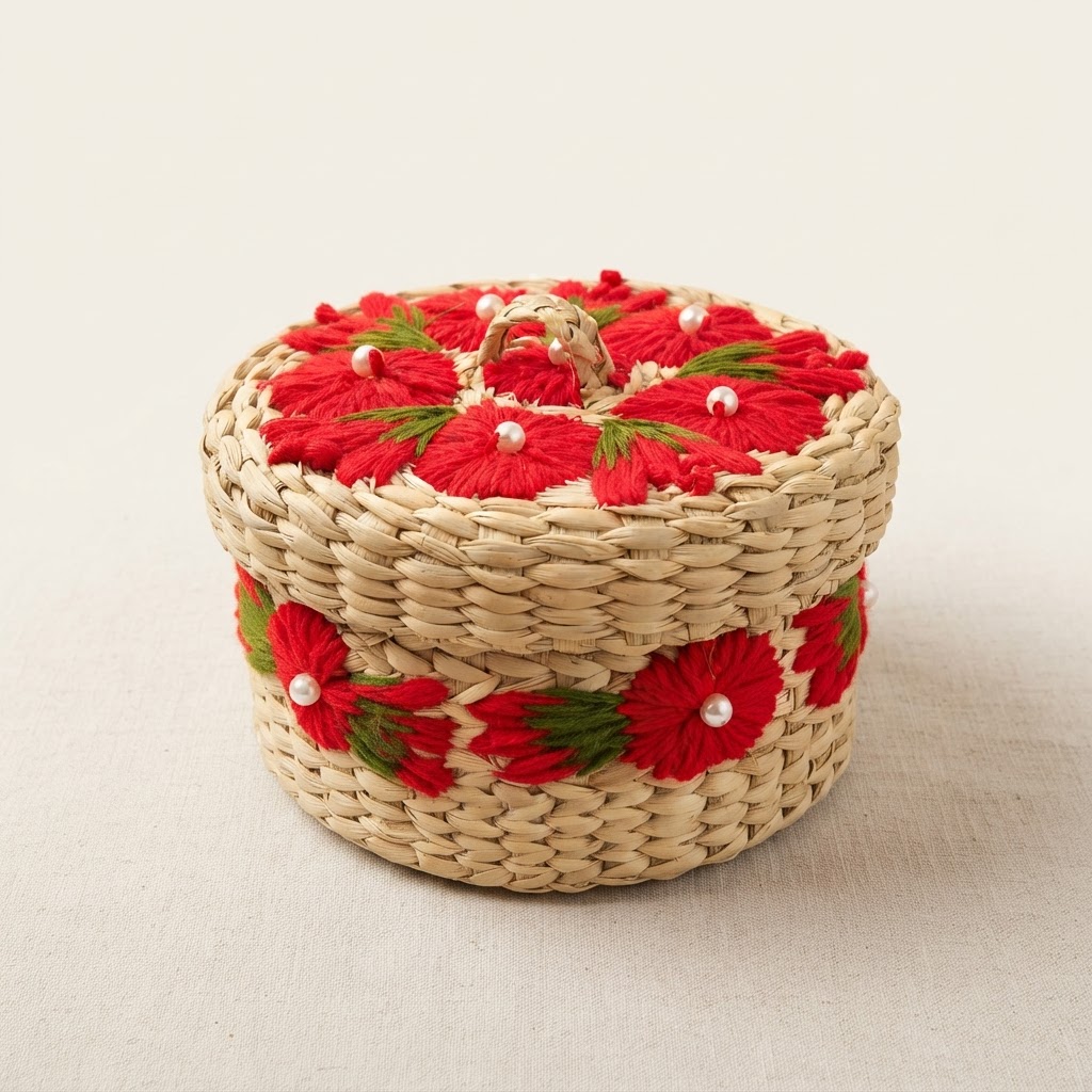 Handmade Woven Grass Storage Box - Natural Rustic Organizer
