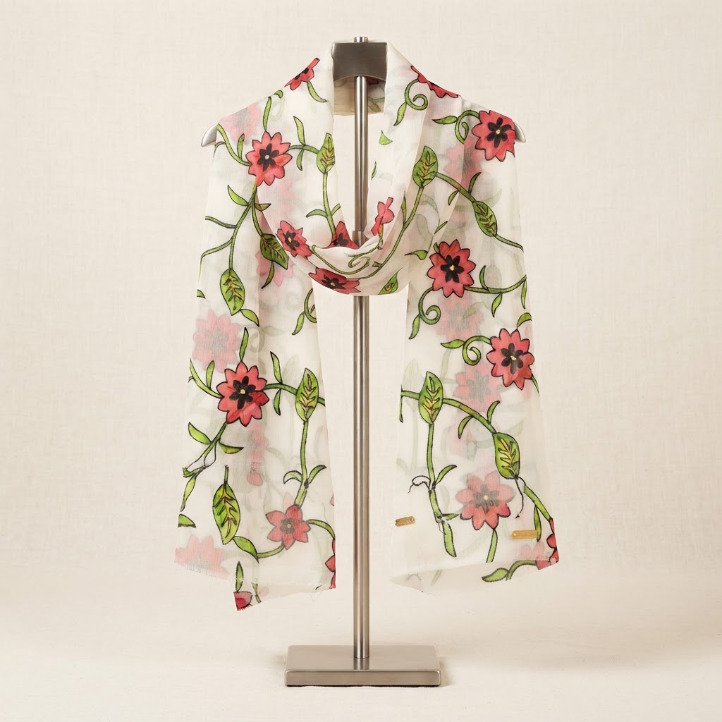 Embroidered Hand-Painted Chafun Dupatta