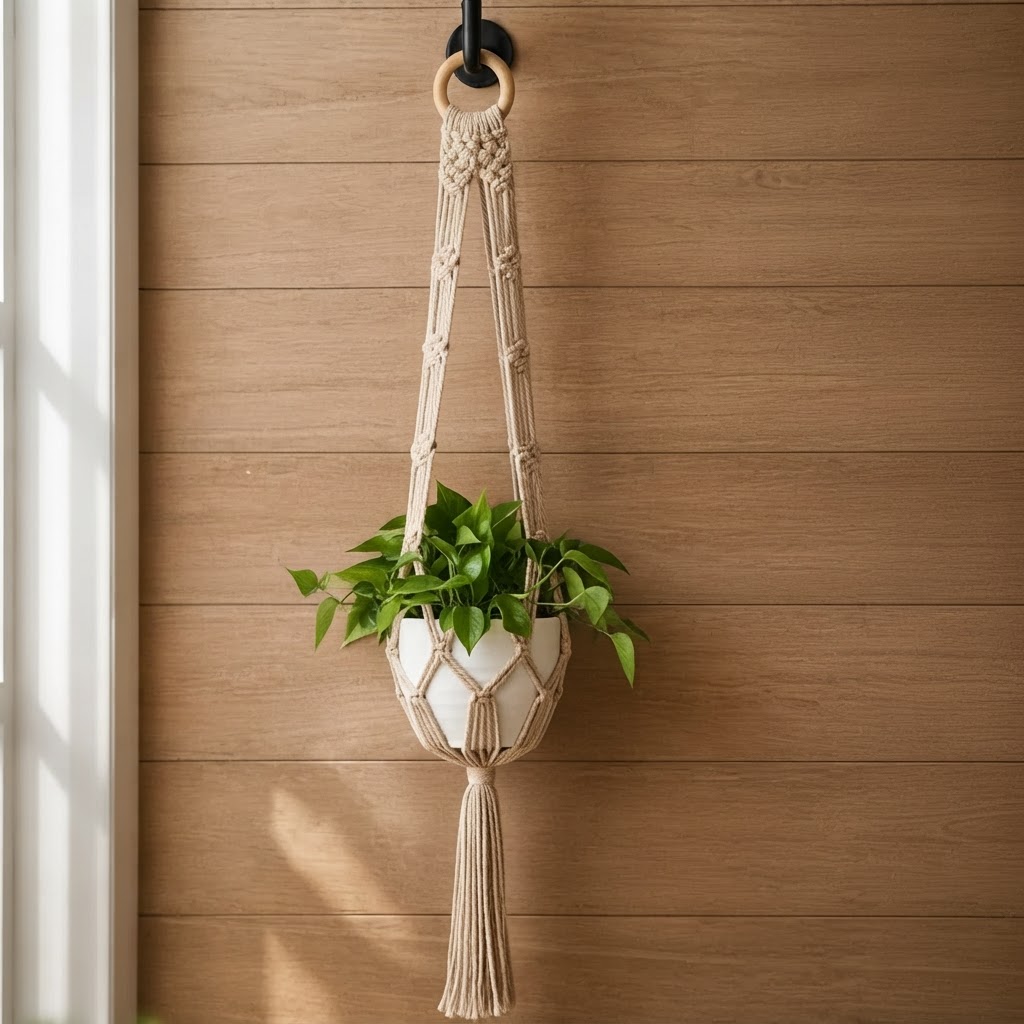 Handmade Macrame Plant Hanger - Elegant Home Decor for Indoor Plants