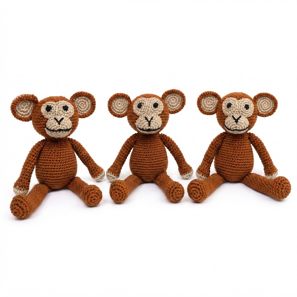 Handmade Crochet Monkey Toy - Adorable Gift for Kids and Decor