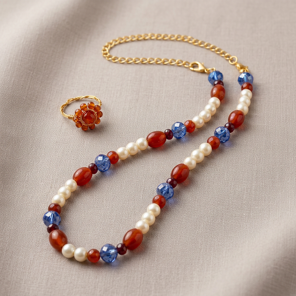 Elegant Handmade Pearl & Wood Necklace - Unique Artisan Jewelry