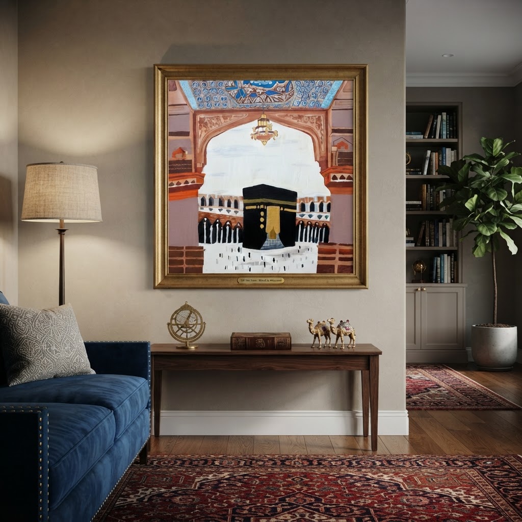Handmade Khaana Kaaba Calligraphy Art - Elegant Islamic Wall Decor
