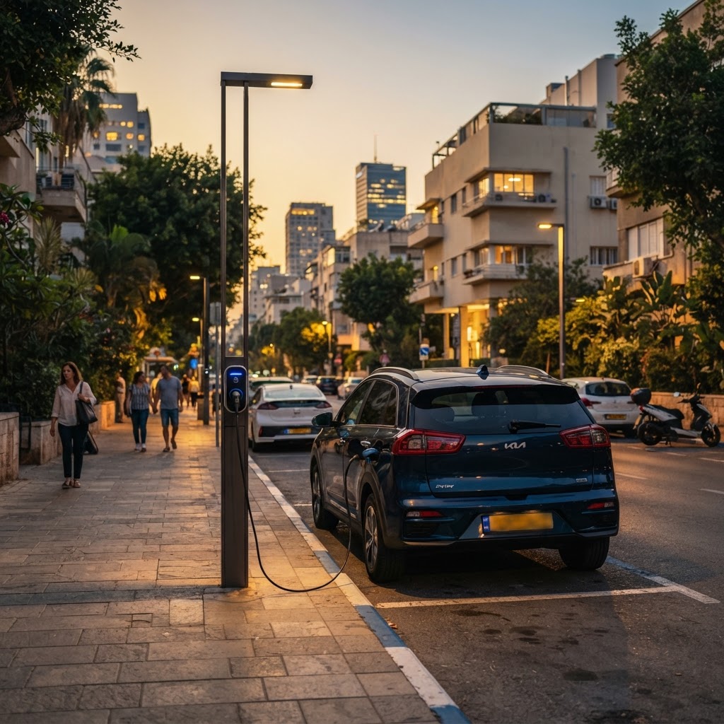 פיילוט ראשוני בתל אביב-יפו: טעינת רכב חשמלי מעמודי תאורה