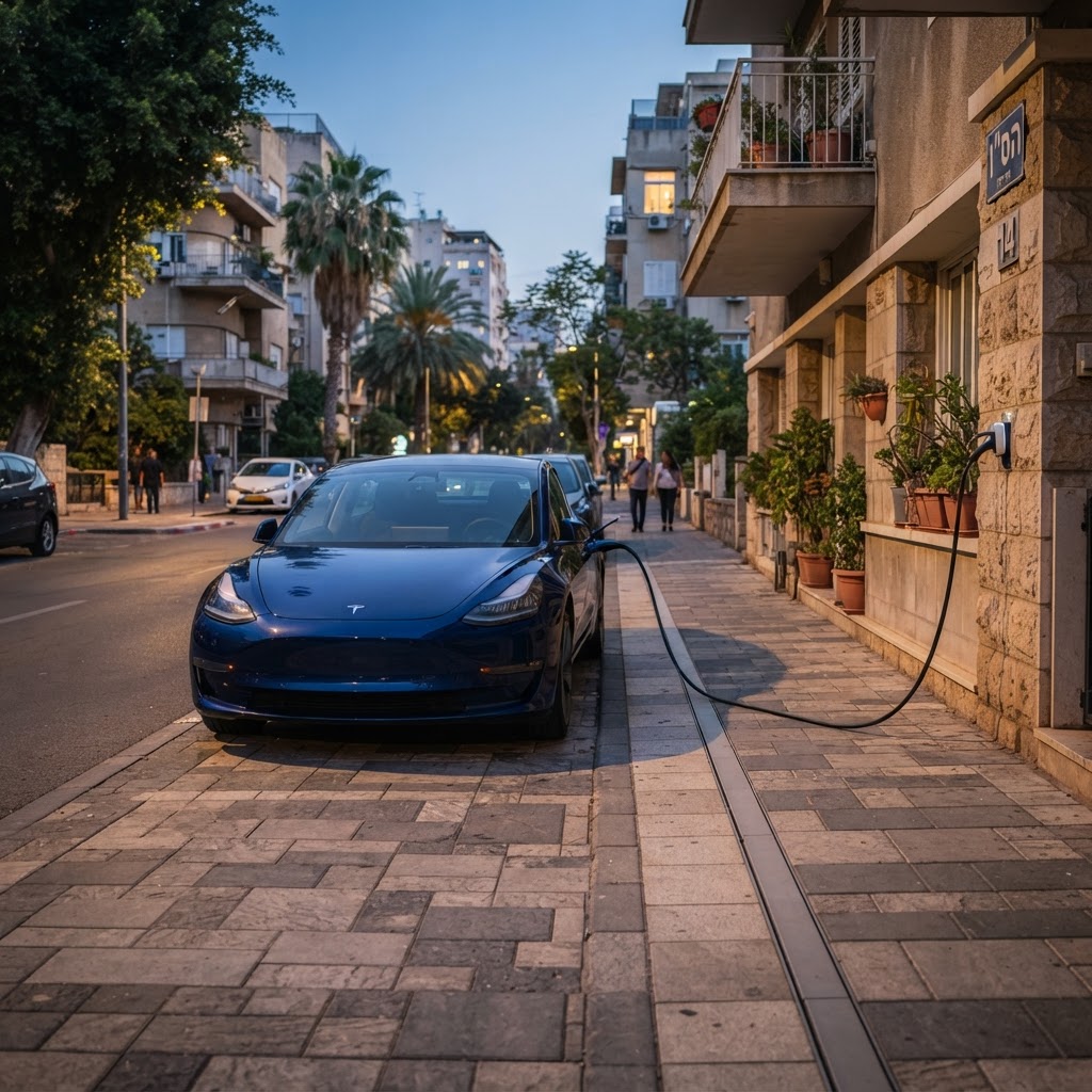 טעינה חוצה־מדרכה: טעינה ביתית לרכב חשמלי גם ללא חניה פרטית