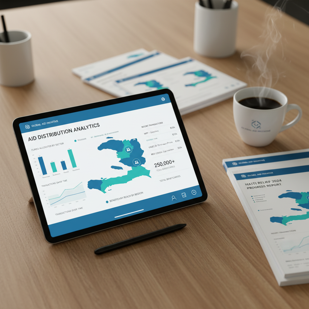 Konekte platform dashboard showing aid distribution analytics