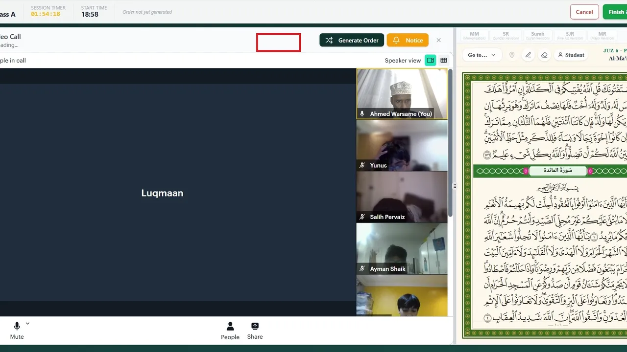 Online Quran teaching platform template preview