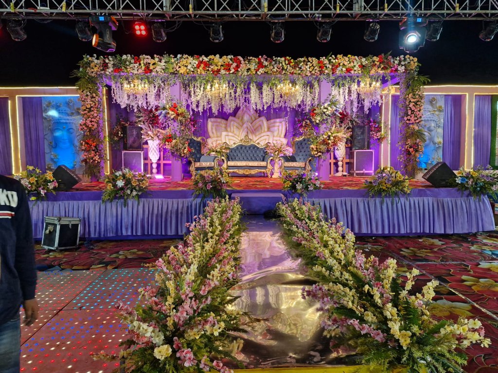 Grand Wedding Stage - Wedding and Event Services at Sri Radhe Resort Supaul