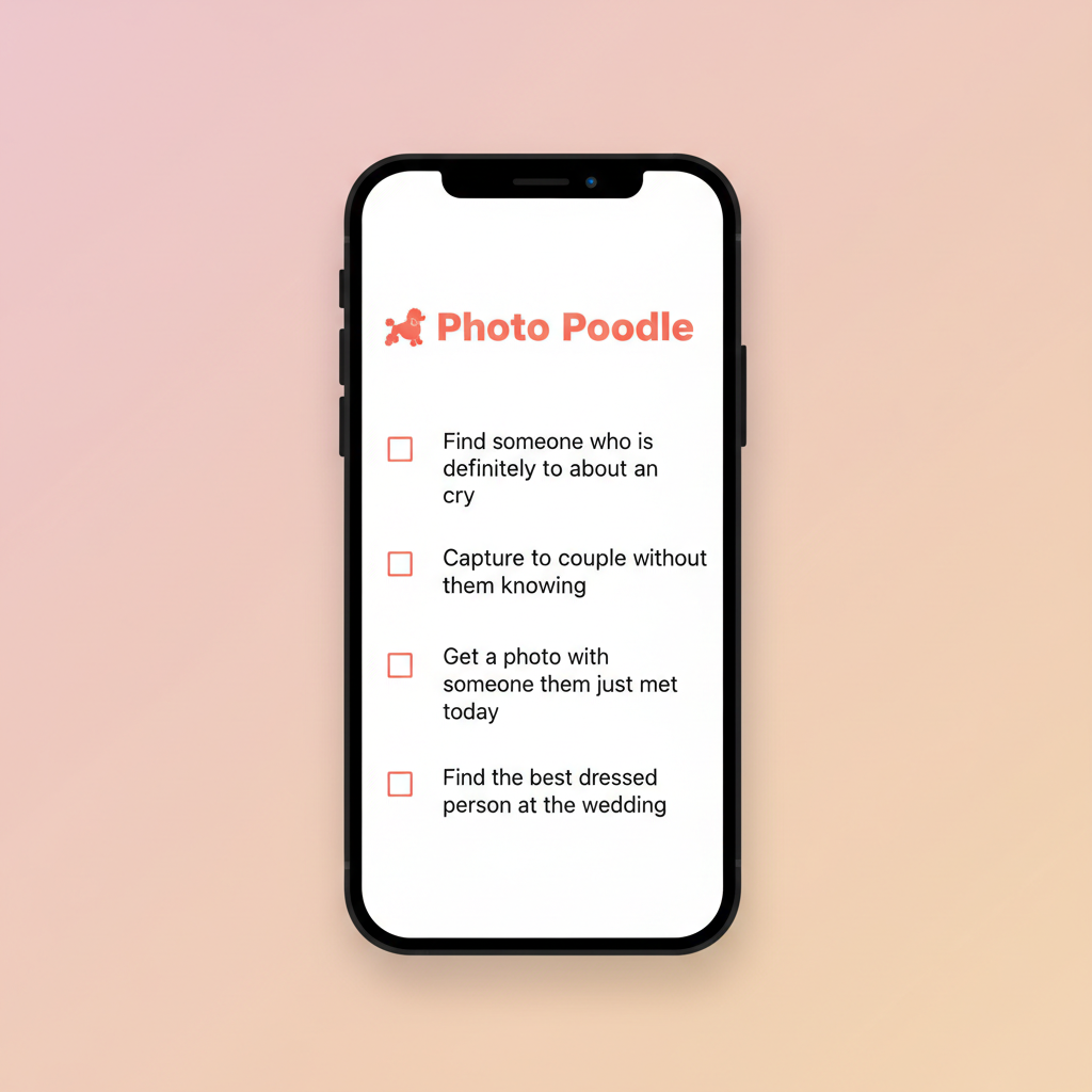 Photo Poodle challenge list UI on a phone