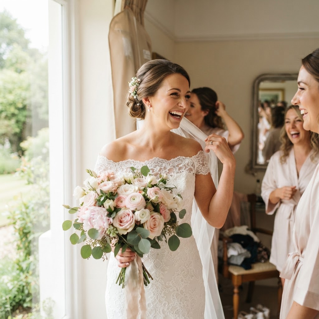 Bride holding bouquet