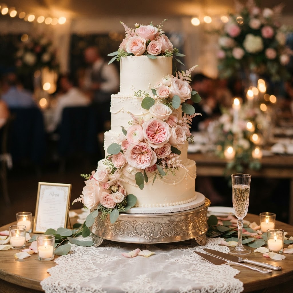 Wedding cake with florals