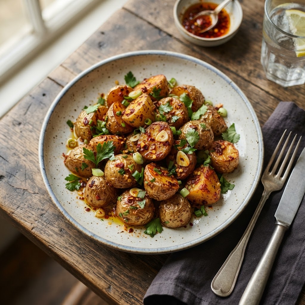 Spicy Garlicky Potatoes