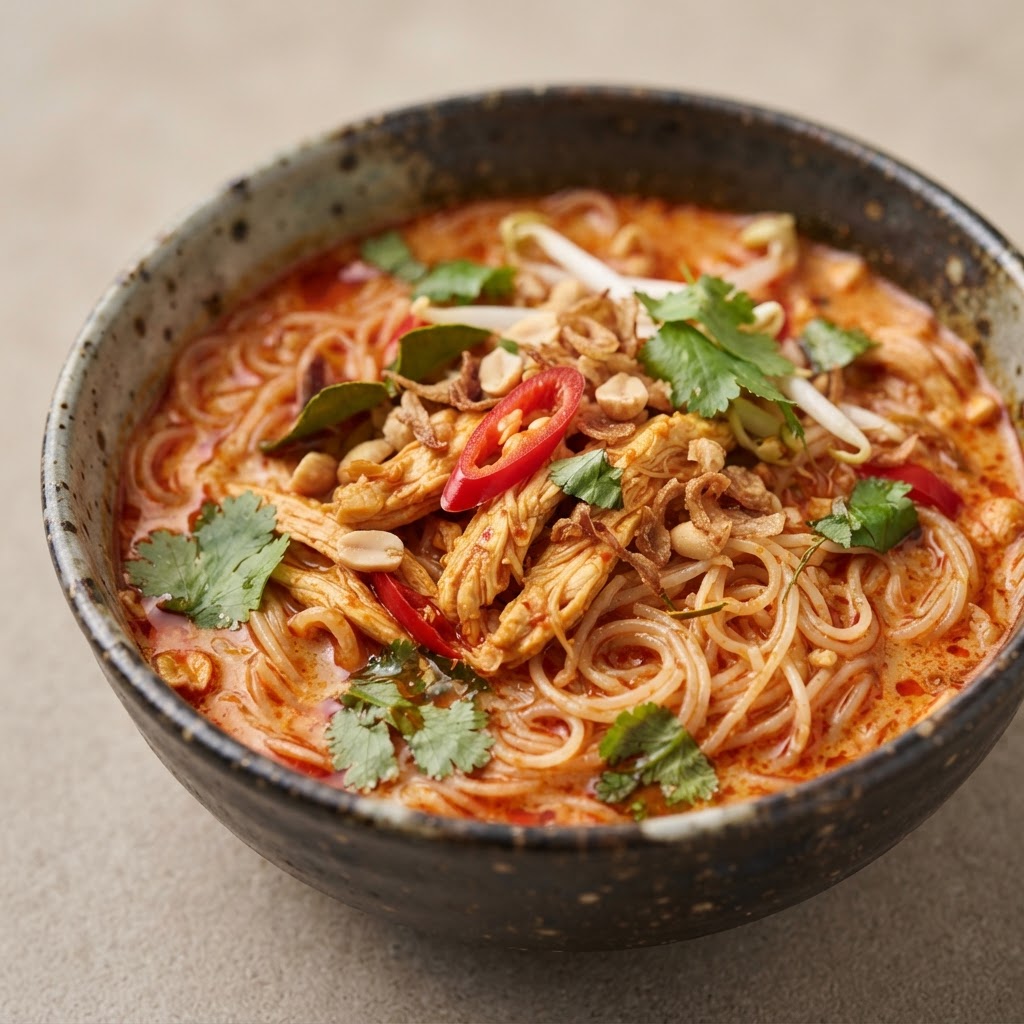 N-16. Red Curry Vermicelli Bowl With Chicken (Spicy)