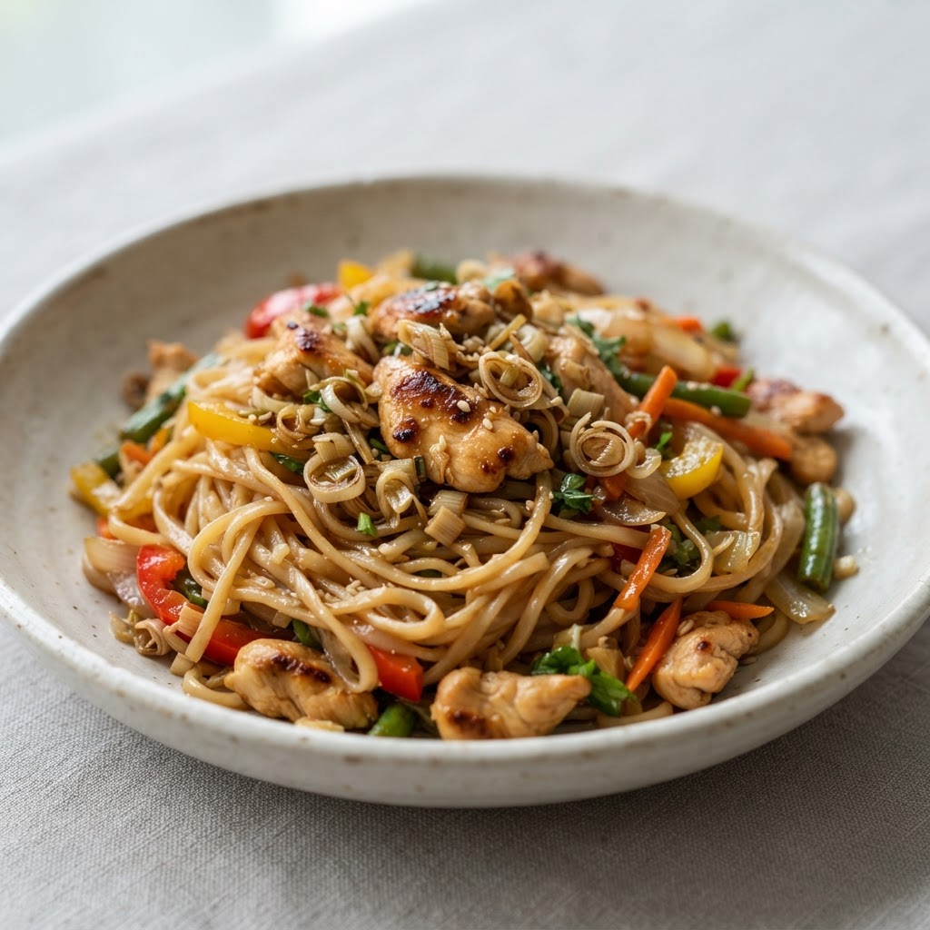 Chicken Lemongrass Noodle Stir Fried Lunch