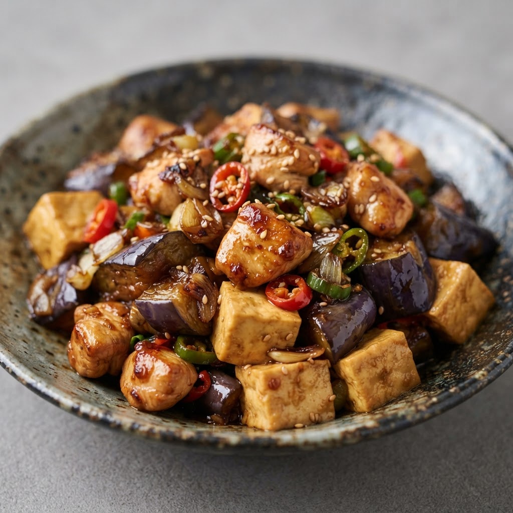 C-12. Chicken Eggplant And Tofu (Medium Spicy)