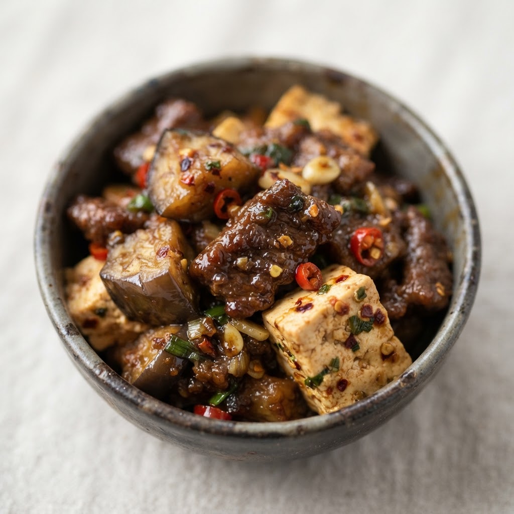 B-12. Beef Eggplant And Tofu (Medium Spicy)