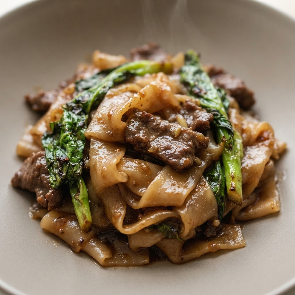 N-7. Beef Radna (Large rice noodle stir fried in a saucy homemade soy sauce & veggie)