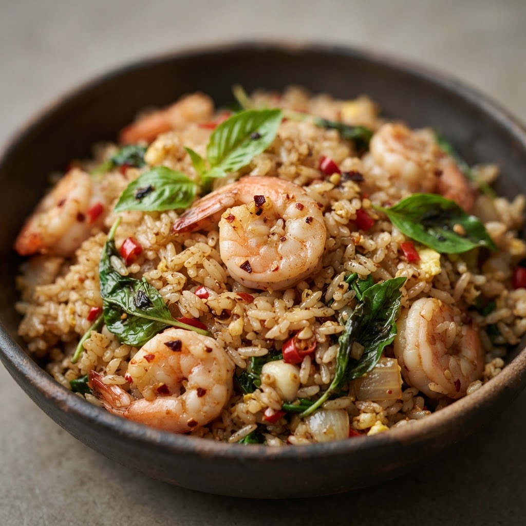 R-4. Shrimp Basil Fried Rice ( Medium Spicy)