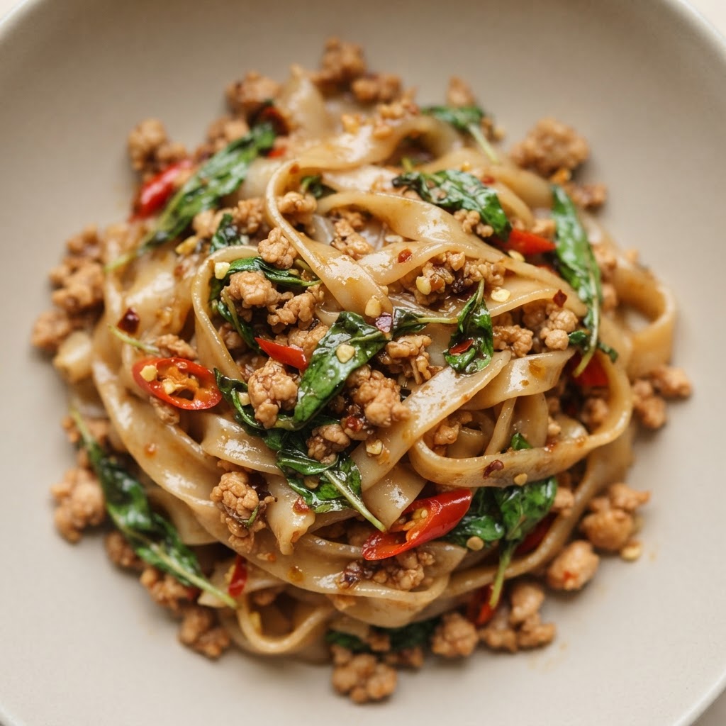 Basil Spicy Noodle With Chicken Lunch