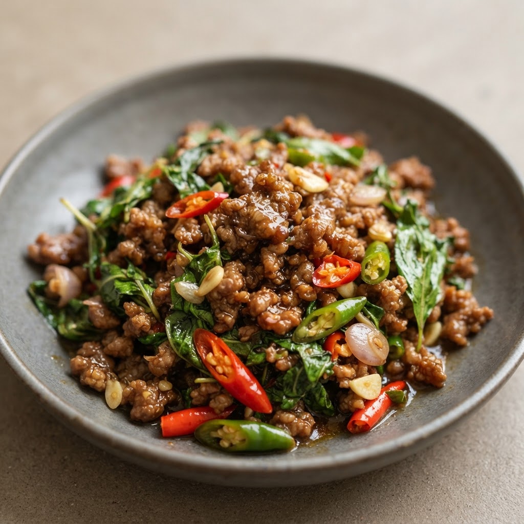 B-1. Basil Beef (Medium Spicy)