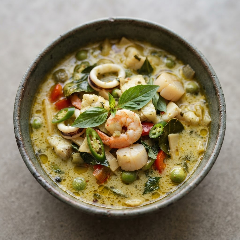 SF-8. Seafood Green Curry (Spicy)