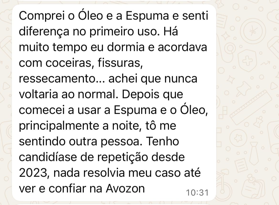 Relato real sobre coceiras, fissuras e ressecamento com o uso do Óleo e da Espuma Avozon