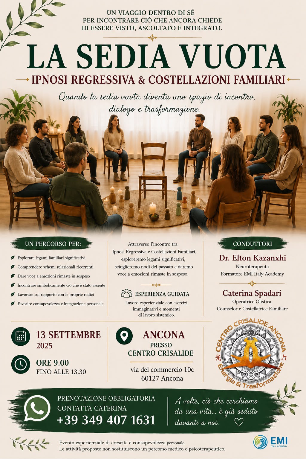 La Sedia Vuota – Ipnosi Regressiva & Costellazioni Familiari (Cesena)