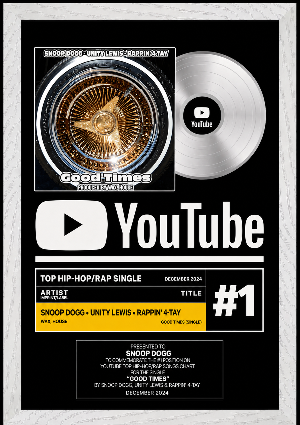 #1 plaque design for Snoop Dogg