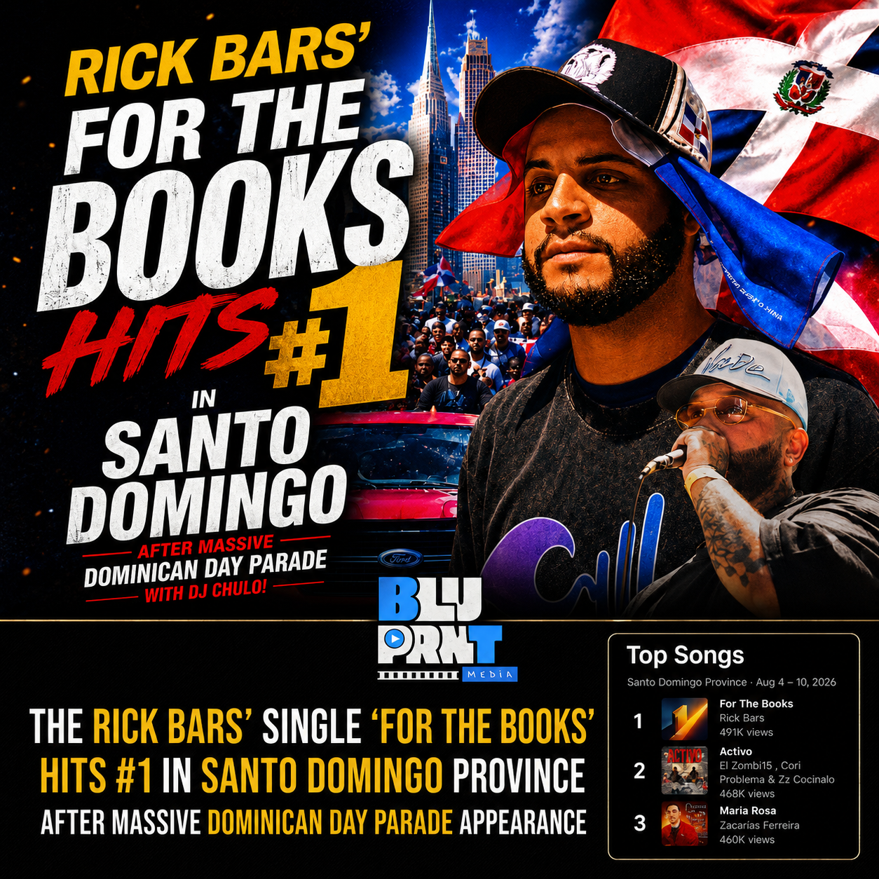Rick Bars 'For The Books' hits #1 in Santo Domingo