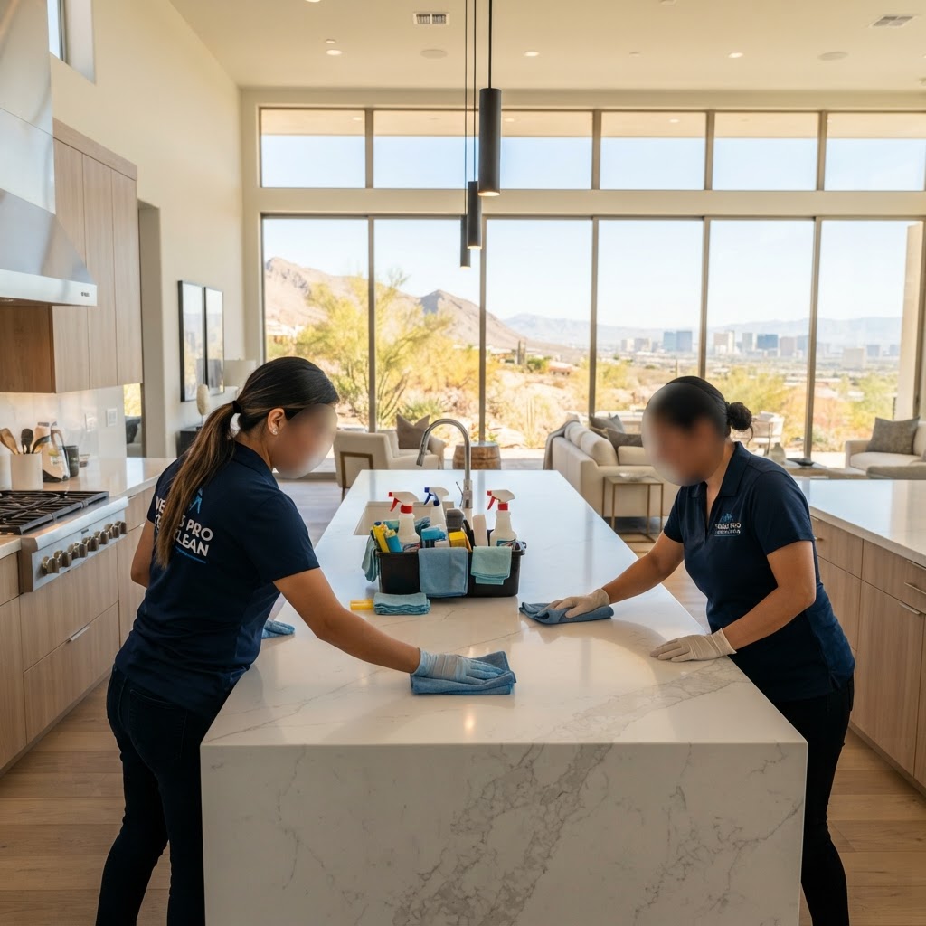 Professional cleaning team at work