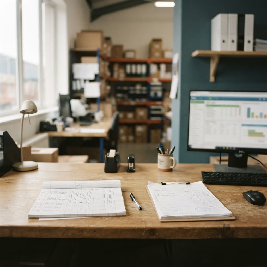 Tidy customer-service and dispatch desk in a commercial workplace supplier