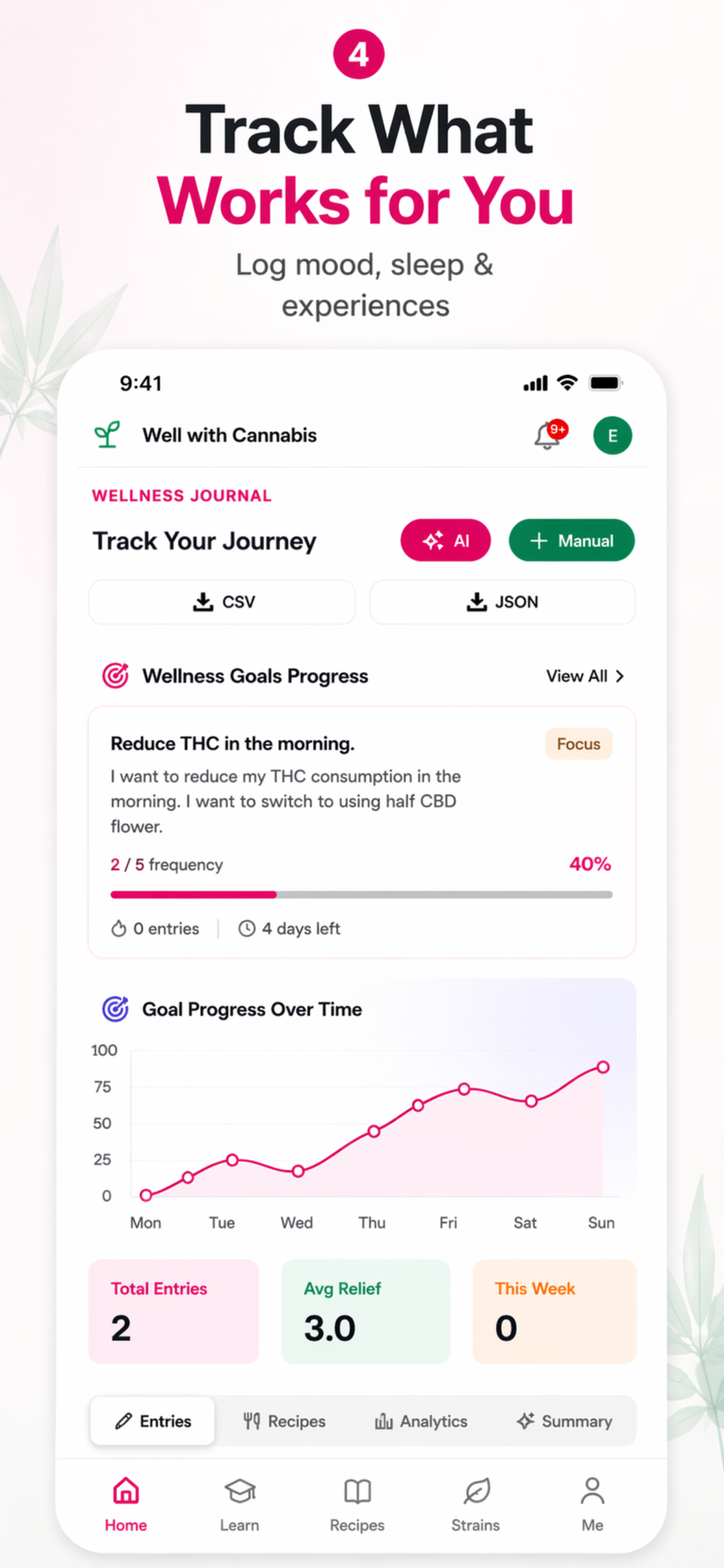 Track mood, sleep and experiences
