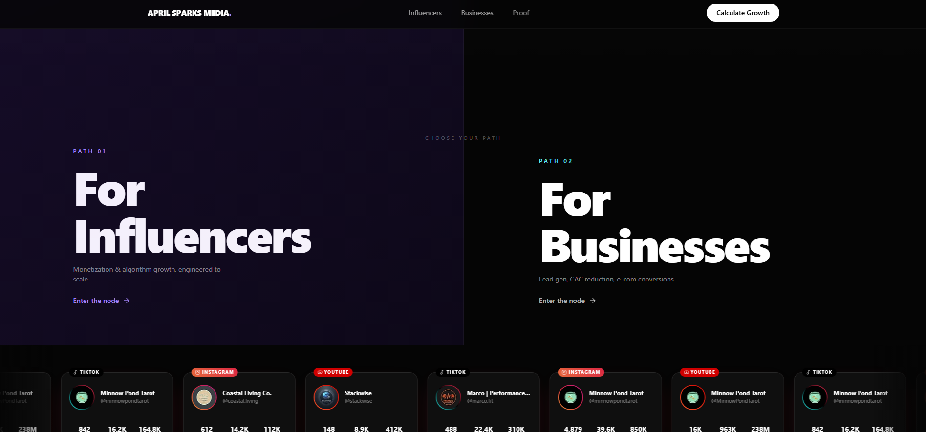 April Sparks Media social media management platform with influencer and business portals