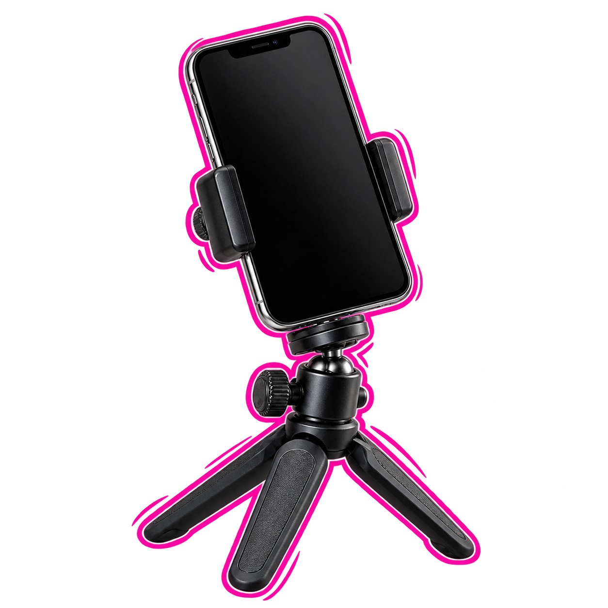 Phone on tripod