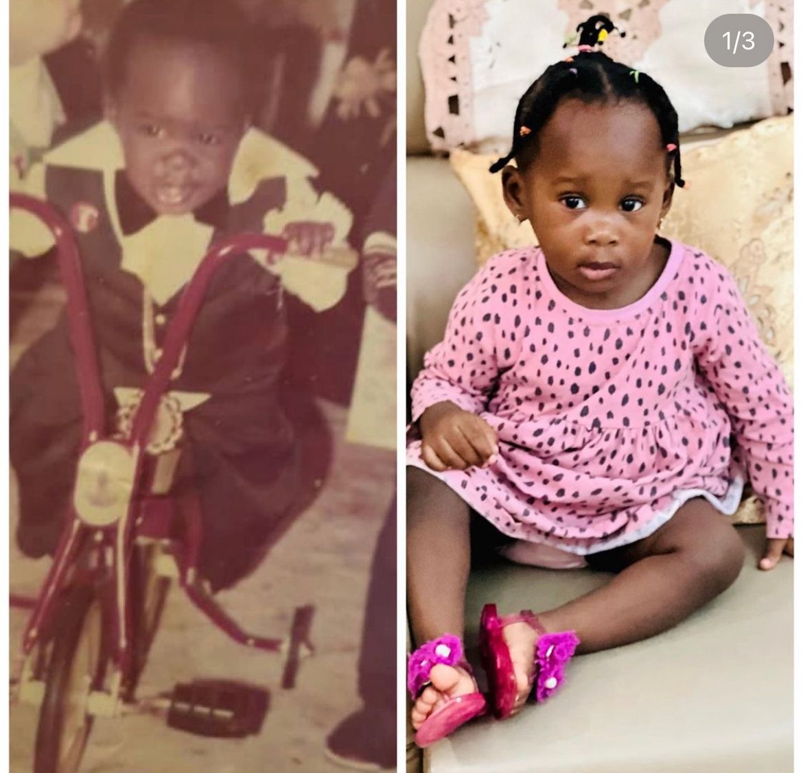 Then and now portrait of a child