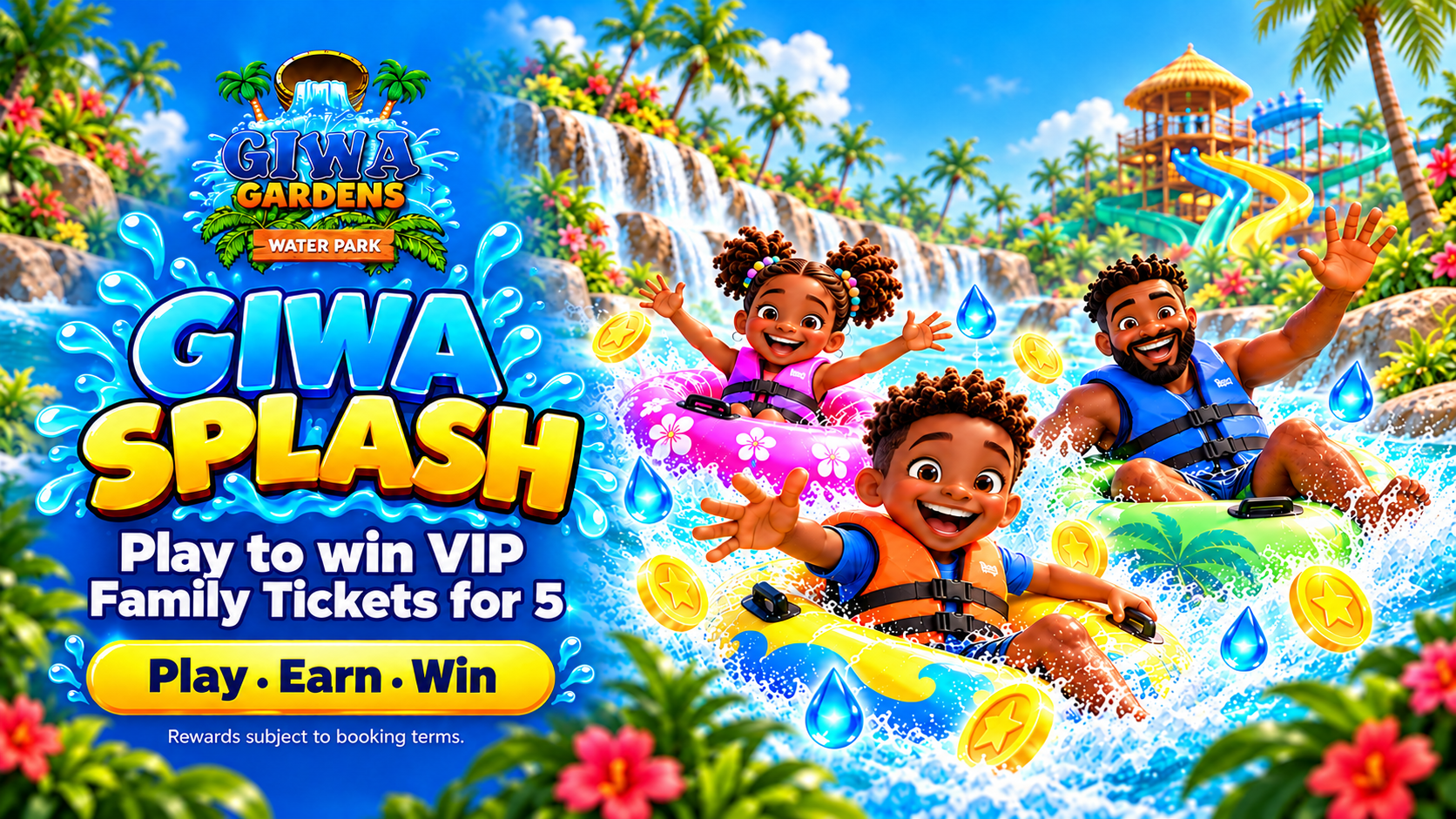 Giwa Splash, the Giwa Gardens family water park game