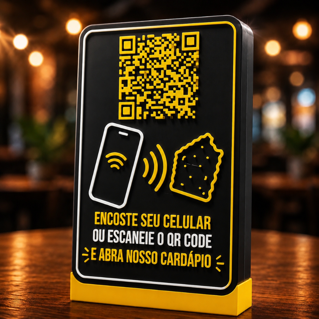 CAIXA INTERATIVA 3D - CARDÁPIO QR CODE + NFC