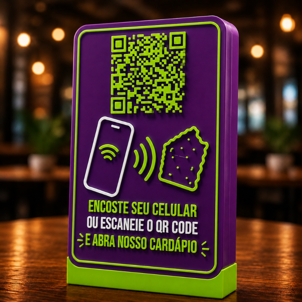 CAIXA INTERATIVA 3D - CARDÁPIO QR CODE + NFC