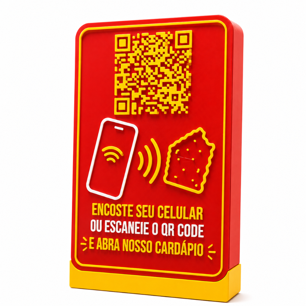 CAIXA INTERATIVA 3D - CARDÁPIO QR CODE + NFC