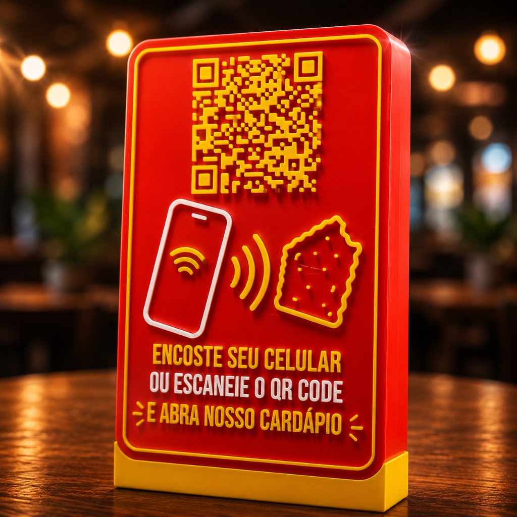 CAIXA INTERATIVA 3D - CARDÁPIO QR CODE + NFC