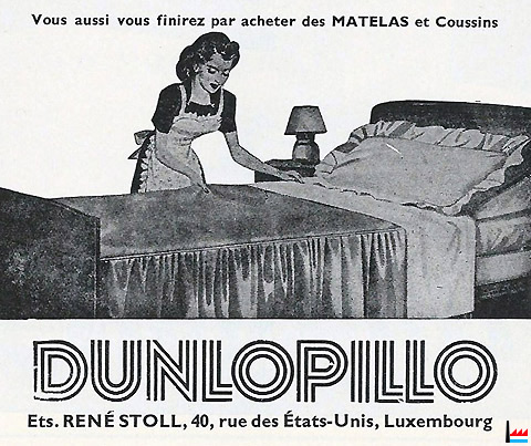 Affiche vintage Dunlopillo — Ets. René Stoll, 1958