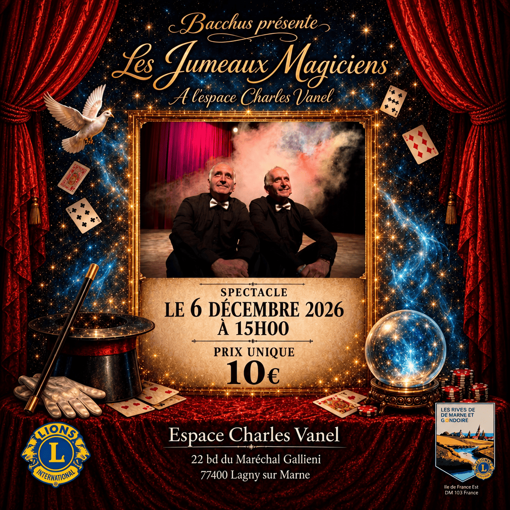 Les Jumeaux Magiciens à l'Espace Charles Vanel - 6 décembre 2026 à 15h, Lagny-sur-Marne