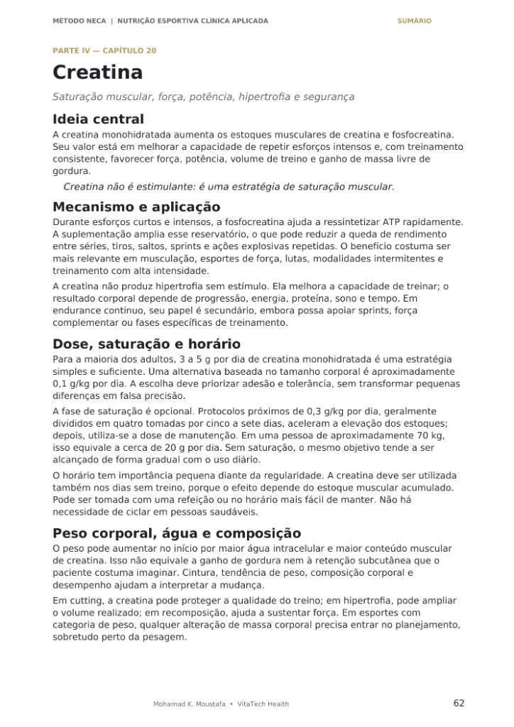 Página Creatina — Edição completa