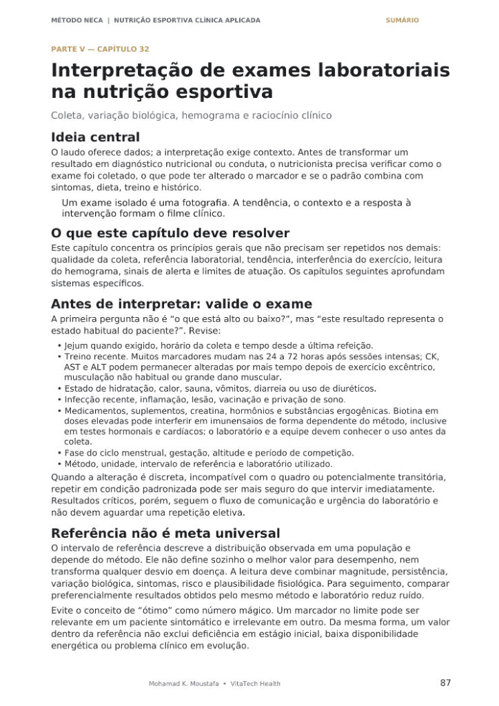 Página Exames laboratoriais — Edição completa