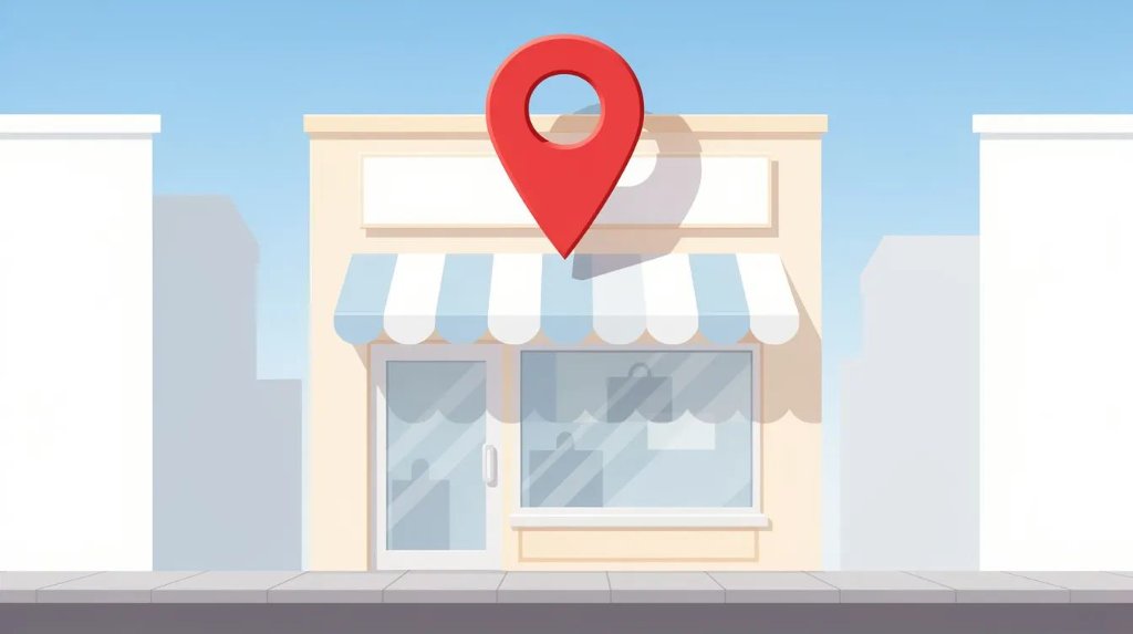 Local storefront with map pin representing local SEO and Google Business Profile optimisation