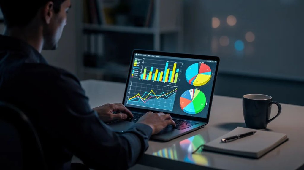 SEO professional analyzing technical SEO audit data on a laptop dashboard