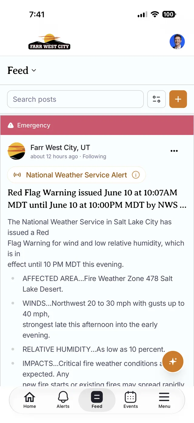 Emergency post in the Peny app
