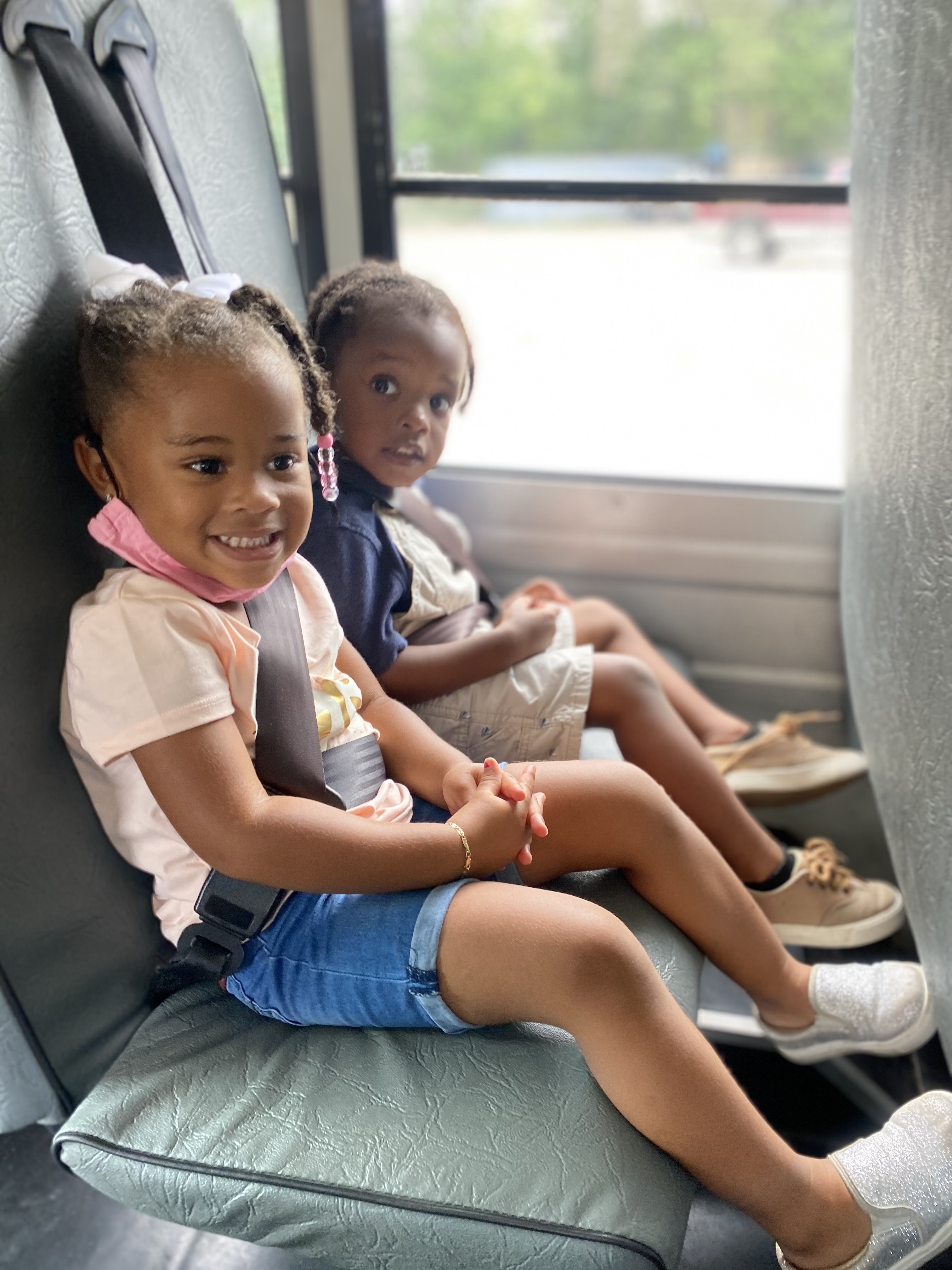Children riding the bus