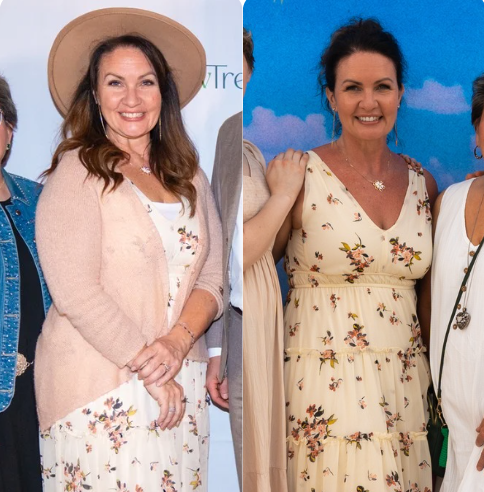 Same dress, 4 months apart